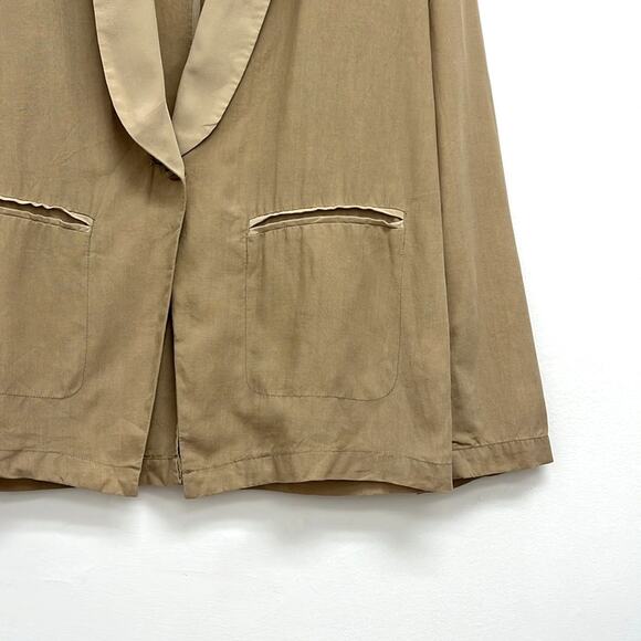 Brochu Walker Tencel-Linen Blend Lightweight Single Button Blazer Silk Trim Med - Picture 8 of 11